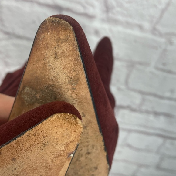Manolo Blahnik Maroon Suede Ruched Bootie Size 39 - Picture 5 of 14